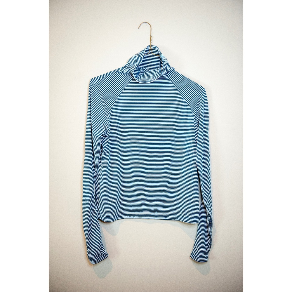 Oiselle Mile One Funnel Neck Pullover, Curfew + White Stripe